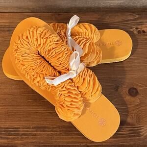 Tory Burch The Yo-Yo Squash Orange Flip-Flops Sandals Size 7 Women’s